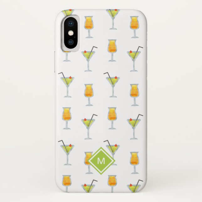 Capa Para iPhone, Case-Mate Padrões de Martinis e Cocktails bonitos com Monogr (Verso)