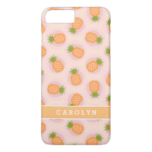 Capa Para iPhone Da Case-Mate Padrões de monograma de abacaxi laranja rosa retrô