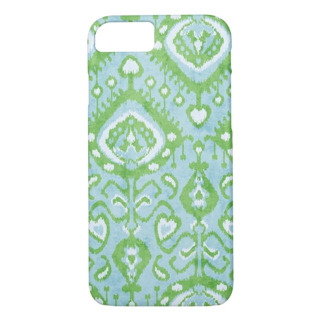Capa Para iPhone, Case-Mate Padrões tribais, azuis e verdes, de ikat (Verso)