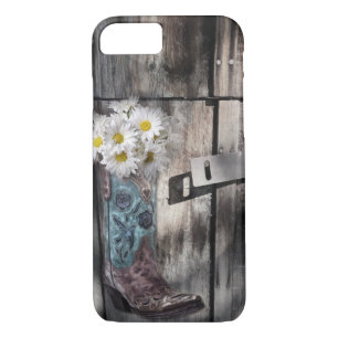 Capa iPhone 8/7 país ocidental de madeira de botas de vaqueiro do