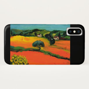 CAPA PARA iPhone X  PAISAGEM DE TOSCÂNIA COM GIRASSÓIS