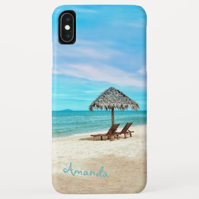 Capa Para iPhone, Case-Mate Paisagem tropical de praia monograma (Verso)