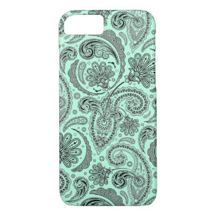 Capa iPhone 8/7 Paisley Ornamentado Preto E Verde