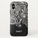 Capa Para iPhone Da Case-Mate Paisley Paisley Branco e Preto Elegante Lace 2<br><div class="desc">Elegante branco vintage floral paisley lace sobre fundo preto,  mesmo padrão paisley. Poucas combinações de cores disponíveis.</div>