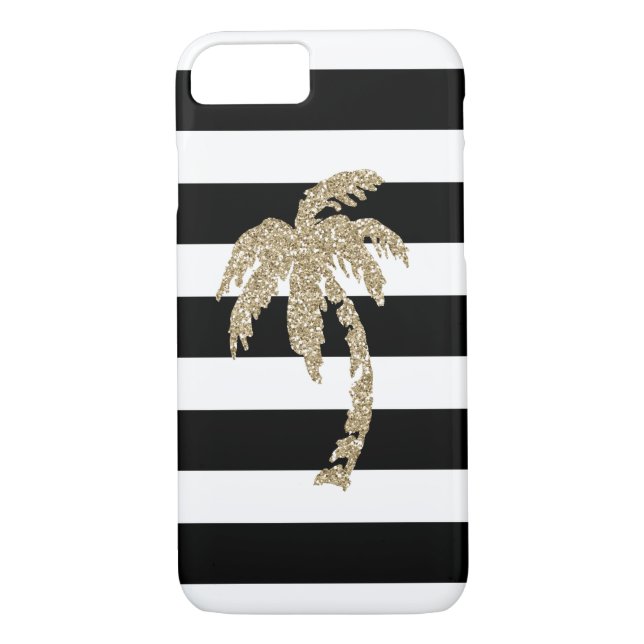 Capa Para iPhone, Case-Mate Palmeira Dourado tropical do brilho em preto & no (Verso)