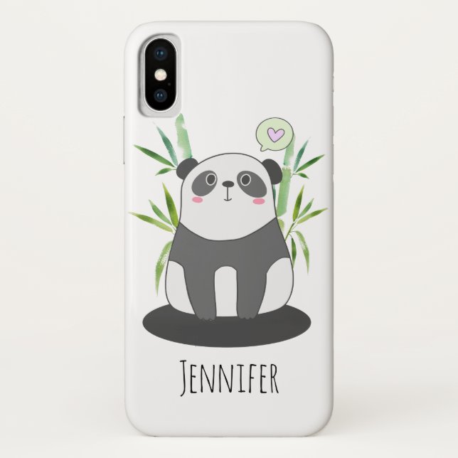 Capa Para iPhone, Case-Mate Panda branca e negra em bambu (Verso)