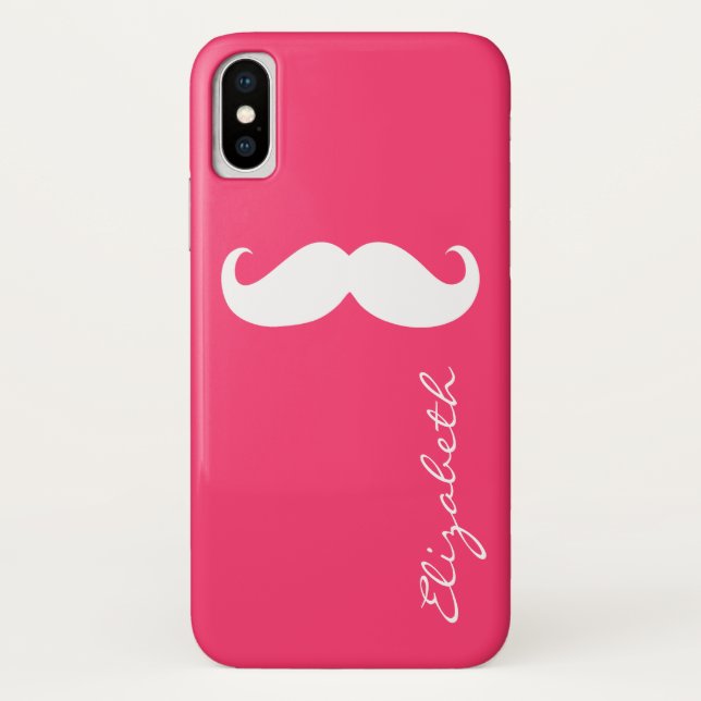 Capa Para iPhone, Case-Mate Pano rosa quente com bigode (Verso)