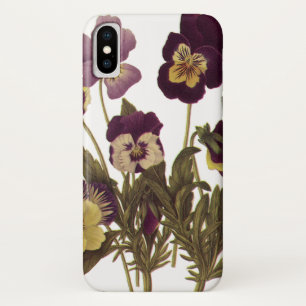 Capa Para iPhone X Pansies na flor, flores florais do vintage do