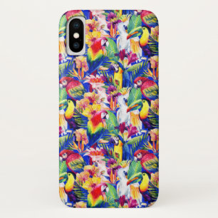 Capa Para iPhone X Papagaios da aguarela