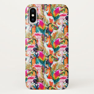 Capa Para iPhone X Papagaios & folhas de palmeira