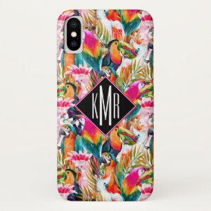 Capa Para iPhone Da Case-Mate Papagaios & monograma das folhas de palmeira