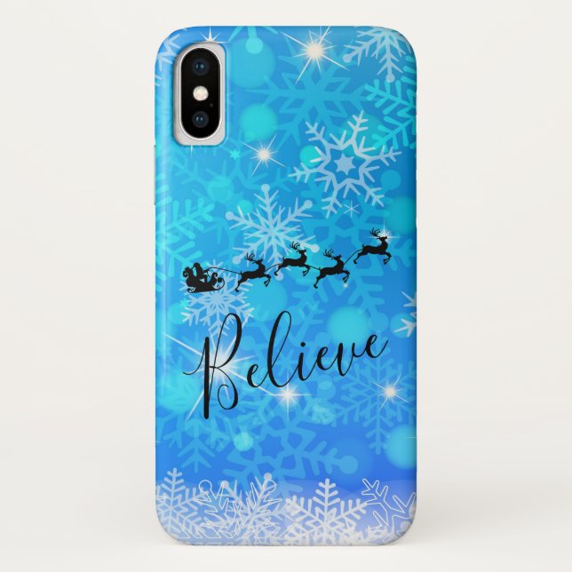 Capa Para iPhone, Case-Mate Papai Noel e sua Rebelde Voadora - Acredite (Verso)