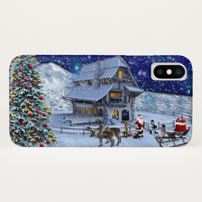 Capa Para iPhone, Case-Mate Papais noeis Rudolph Elf com Sled (Verso (Horizontal))