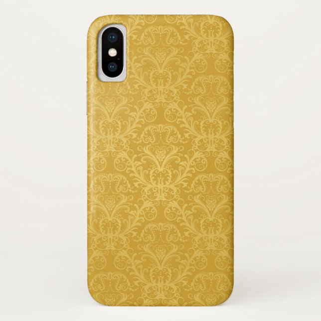 Capa Para iPhone, Case-Mate Papel de parede floral dourado luxuoso (Verso)