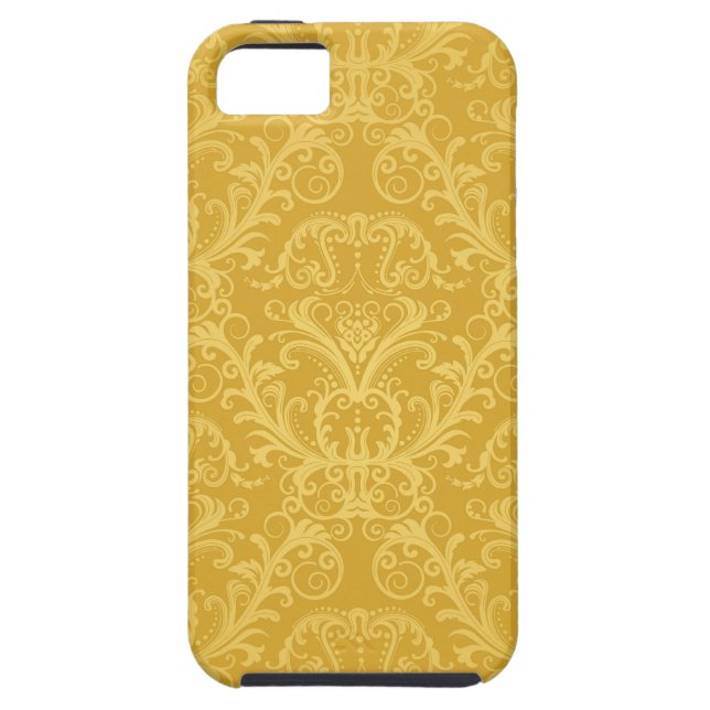Capa Para iPhone, Case-Mate Papel de parede floral dourado luxuoso (Traseira)