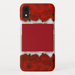Capa Para iPhone Da Case-Mate Papoilas vermelhas flores padrão branco de quadro