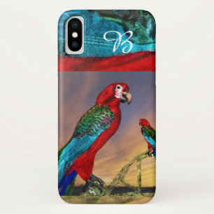 CAPA PARA iPhone X PARROGAS HÍPER/MONOGRAMA ARA VERMELHA