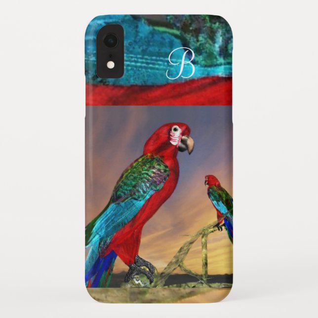 CAPA PARA iPhone, Case-Mate  PARROGAS HÍPER/MONOGRAMA ARA VERMELHA (Verso)