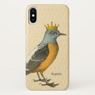 Capa Para iPhone Da Case-Mate Pássaro azul do vintage com coroa Dourado