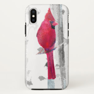 Capa Para iPhone X Pássaro Cardeal Vermelho em bela árvore de passari