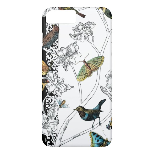 Capa Para iPhone, Case-Mate Pássaros e borboletas em um fundo preto e branco (Verso)