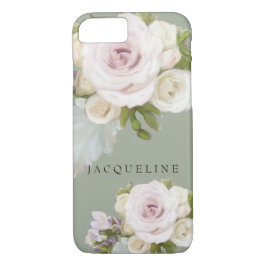 Capa iPhone 8/7 Pastel Floral Rosas Freesia Flores Pintadas