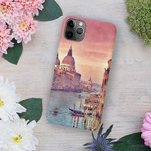 Capa Para iPhone XS Max Pastel Pink Blue Veneice Canal Grande Watercolor