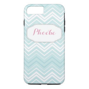 Capa iPhone 8 Plus/7 Plus Pastel Pink & Teal Chevron Zigzag Personalizado