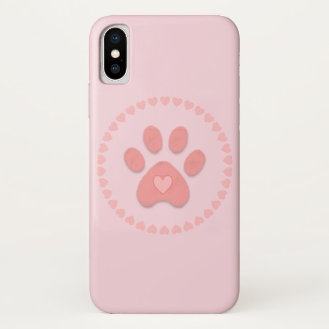 Capa Para iPhone, Case-Mate Pata de animal de estimação fofa com corações (Verso)