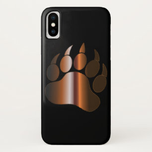CAPA PARA iPhone X PATA DE URSO DE AÇO MARROM NO PRETO