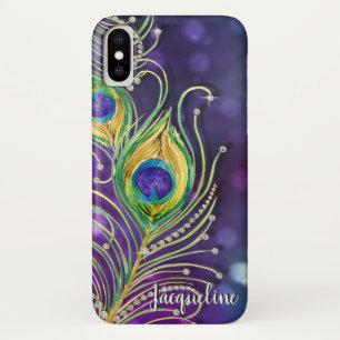 Capa Para iPhone Da Case-Mate Peacock Feathers com as Joias Sparkle do Bokeh Mod