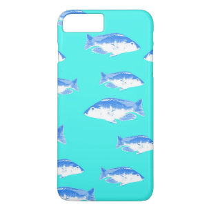 Capa iPhone 8 Plus/7 Plus Peixe azul na turquesa