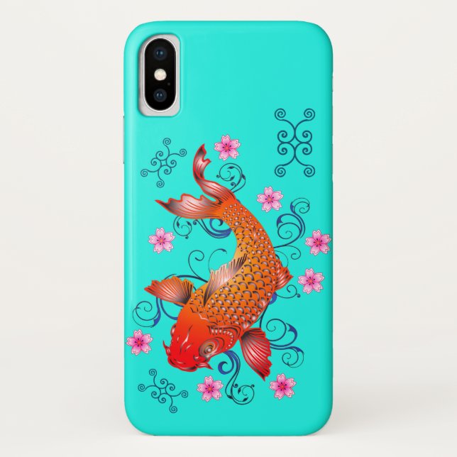 Capa Para iPhone, Case-Mate Peixe-koi - Turquesa-laranja-oriental (Verso)