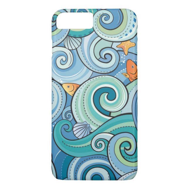 Capa Para iPhone, Case-Mate Peixes entre o teste padrão de ondas (Verso)