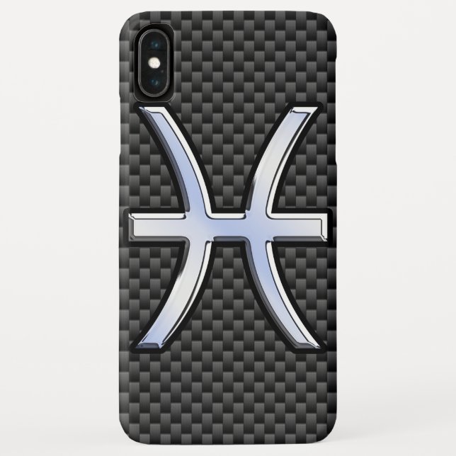 Capa Para iPhone, Case-Mate Peixes Símbolo Zodiac Silver Estilo de Fibra Carbo (Verso)