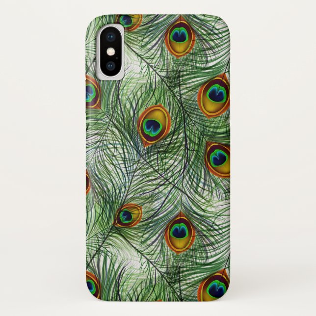 Capa Para iPhone, Case-Mate Pena verde bonita do pavão (Verso)