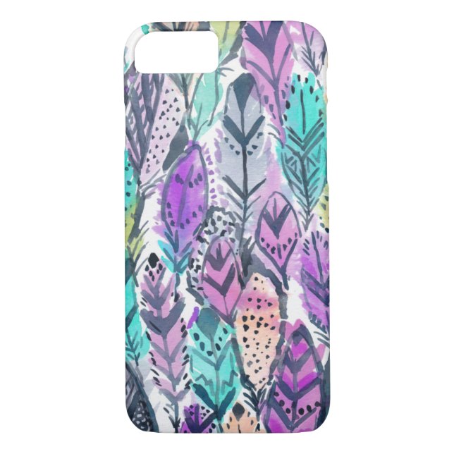 Capa Para iPhone, Case-Mate Penas roxas brilhantes de Boho (Verso)