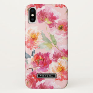 Capa Para iPhone Da Case-Mate Pêonias Cor de Água Chic Rosa Padrão Floral