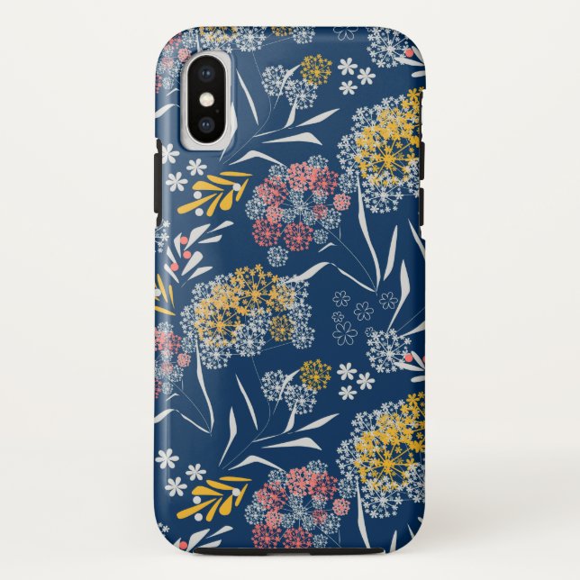 Capa Para iPhone, Case-Mate Pequenas flores bonitinhas sem costura marinho de  (Verso)