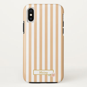 Capa Para iPhone Da Case-Mate Personalizado Dourado Pêssego e Listras Brancas