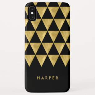 Capa Para iPhone Da Case-Mate Personalizar o nome Chic Black Faux Dourado Triang