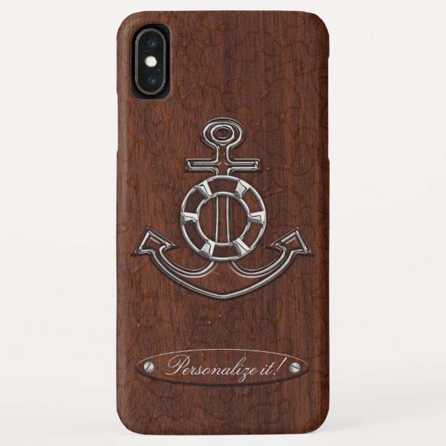 Capa Para iPhone, Case-Mate Personalize! Anchor Náutico Molhado de Mahogany (Verso)