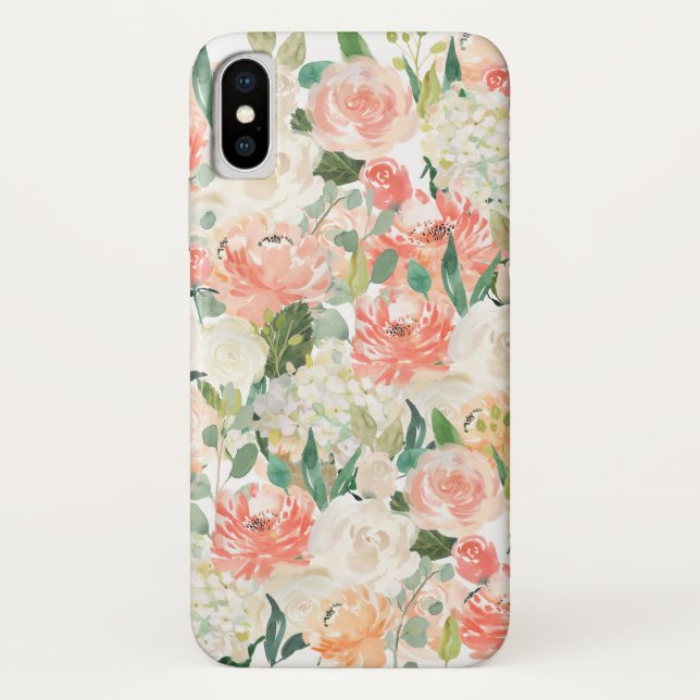 Capa Para iPhone, Case-Mate Pêssego e Feminina Rosa Floral (Verso)