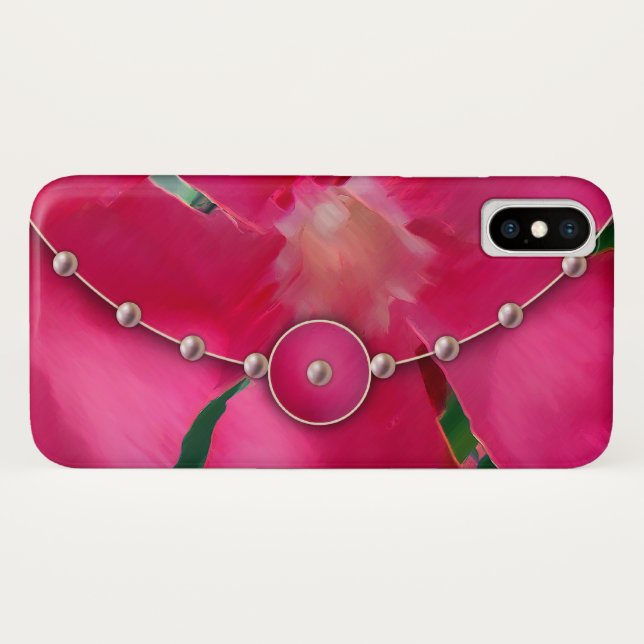 Capa Para iPhone, Case-Mate Pétalas Rosa e Pérolas (Verso (Horizontal))