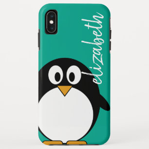 Capa Para iPhone Da Case-Mate pia batismal escrita à mão esmeralda do pinguim