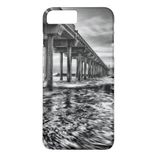 Capa iPhone 8 Plus/7 Plus Pier em preto e branco ao amanhecer, Califórnia