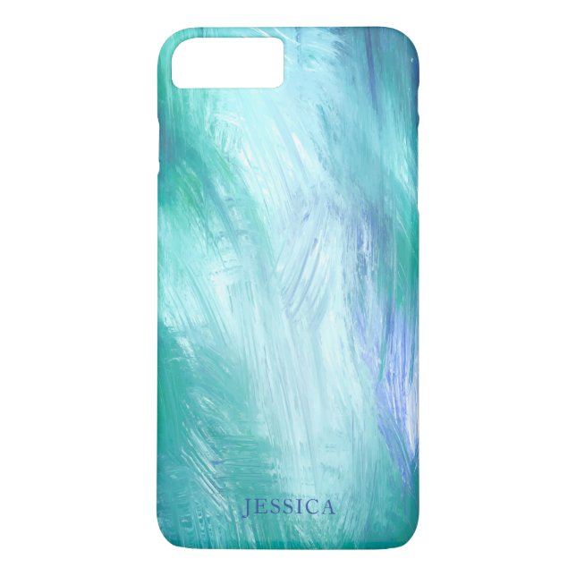 Capa Para iPhone, Case-Mate Pinceladas Abstratas Modernas em Turquesa Verde Az (Verso)