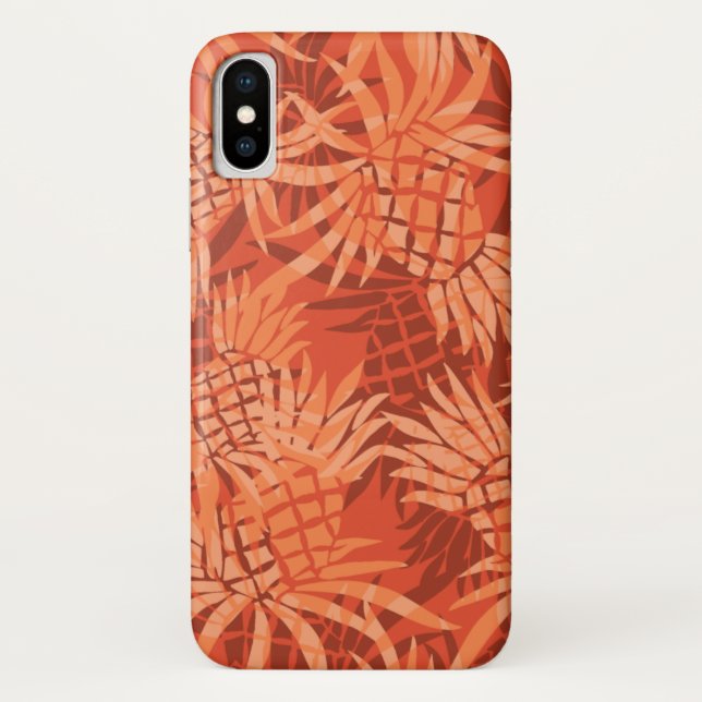 Capa Para iPhone, Case-Mate Pineapple Camo Hawaiian Tropical - Laranja (Verso)