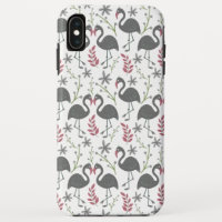 Pink flamingo seamless pattern flowers, leaves