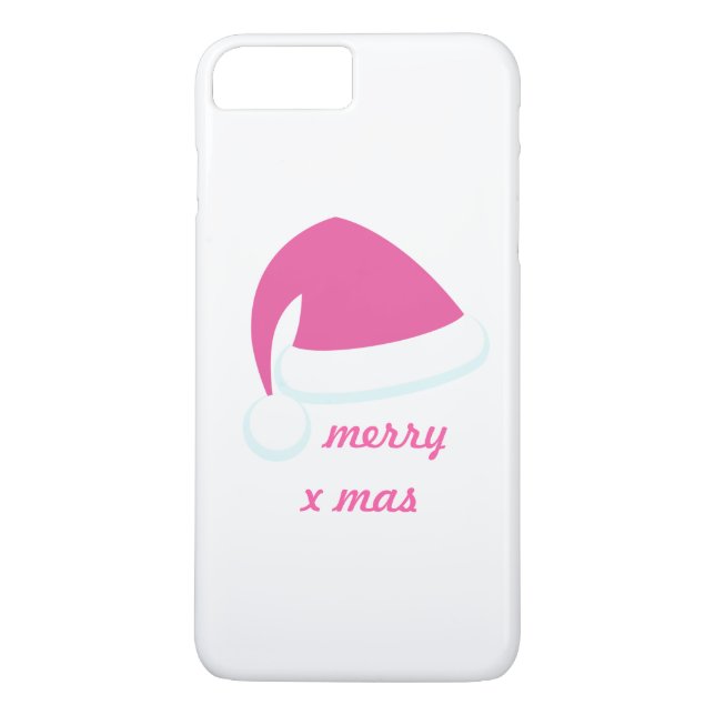 Capa Para iPhone, Case-Mate Pink Merry Xmas Santa Hat iPhone 7 (Verso)